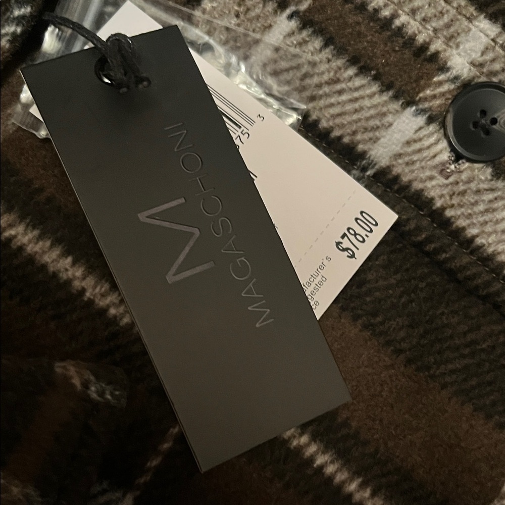 Magaschoni Men's Plaid Shirt Jacket - Black and Brown - Picture 10 of 10